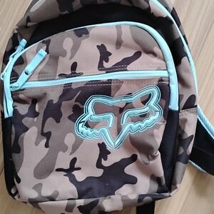 Fox Women's Backpack - Camouflage and Light Blue